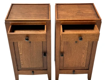 Two Art Deco Amsterdamse School Nightstands or Bedside Tables, 1920s